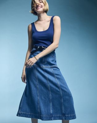 Regular Seamed Midi Skirt in Torrential