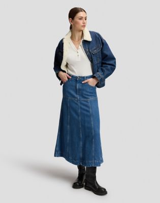 Regular Seamed Midi Skirt in Torrential