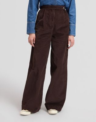 Wide Leg Chino Trousers in Chocolate Torte
