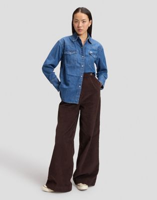 Wide Leg Chino Trousers in Chocolate Torte