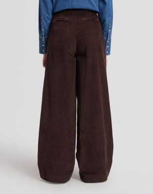 Wide Leg Chino Trousers in Chocolate Torte
