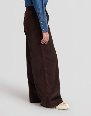 Wide Leg Chino Trousers in Chocolate Torte