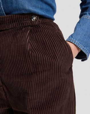 Wide Leg Chino Trousers in Chocolate Torte
