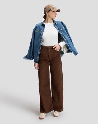 Stella Wide Leg Corduroy Trousers in Shaved Chocolate