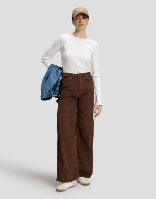 Stella Wide Leg Corduroy Trousers in Shaved Chocolate