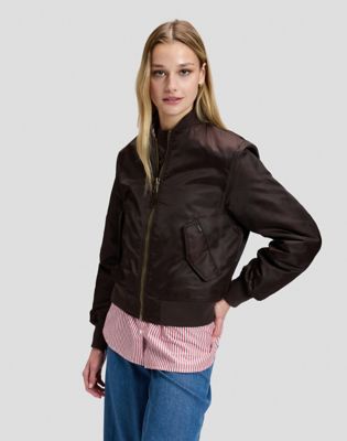 Relaxed Bomber Jacket in Chocolate Torte