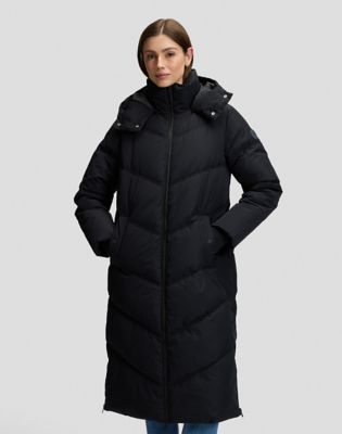 Relaxed Long Puffer Jacket in Black