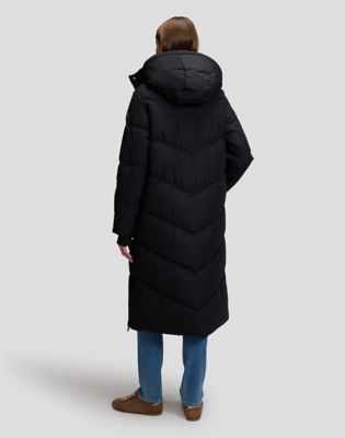 Relaxed Long Puffer Jacket in Black