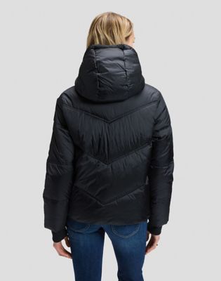 Regular Short Hooded Puffer Jacket in Black