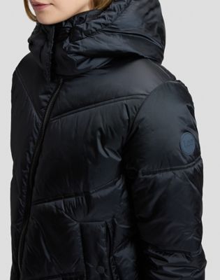 Regular Short Hooded Puffer Jacket in Black