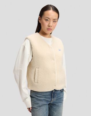 Relaxed Short Sherpa Vest in Ecru