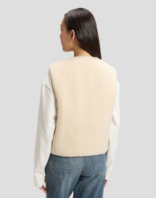 Relaxed Short Sherpa Vest in Ecru