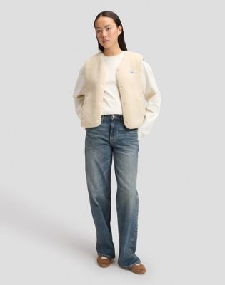 Relaxed Short Sherpa Vest in Ecru