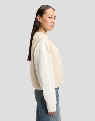 Relaxed Short Sherpa Vest in Ecru