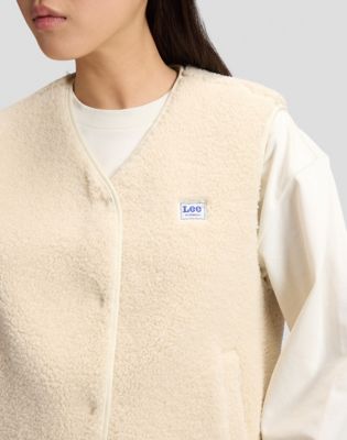 Relaxed Short Sherpa Vest in Ecru