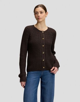 Loose Chunky Cardigan in Chocolate Torte