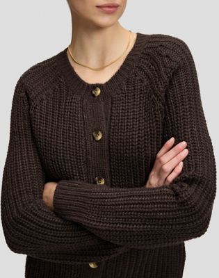 Loose Chunky Cardigan in Chocolate Torte