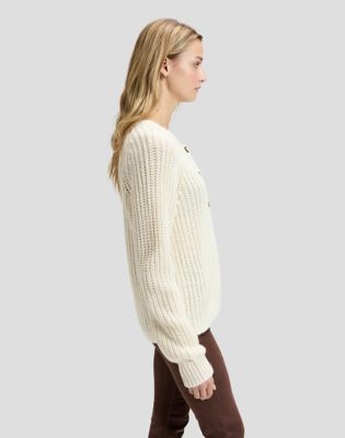 Loose Chunky Cardigan in Ecru