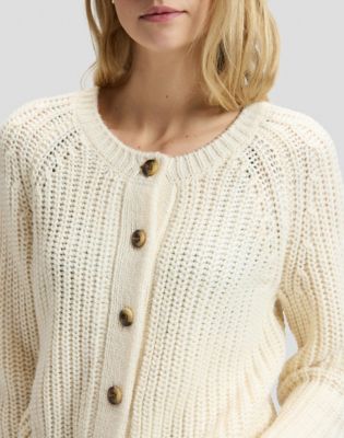 Loose Chunky Cardigan in Ecru