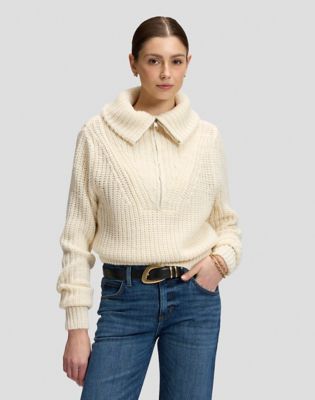 Lee Relaxed Half Zip Knit Sweater Ecru, Lee