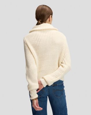 Relaxed Half Zip Knit Sweater in Ecru