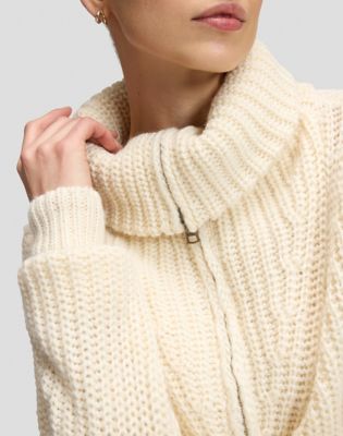 Relaxed Half Zip Knit Sweater in Ecru