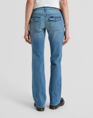 Jessica Low Rise Bootcut Flap Pocket Jean in Flowing River