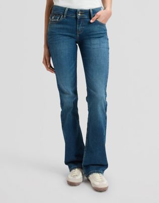 Jessica Low Rise Bootcut Flap Pocket Jean in Mid Fade