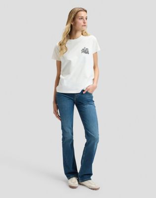 Jessica Low Rise Bootcut Flap Pocket Jean in Mid Fade