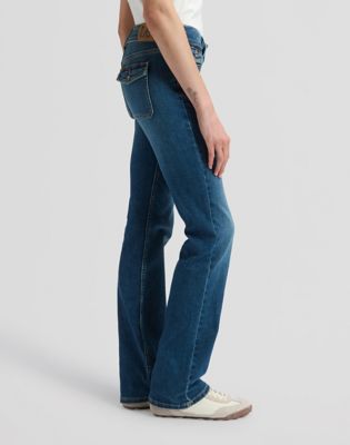 Jessica Low Rise Bootcut Flap Pocket Jean in Mid Fade