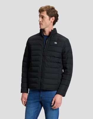 Regular Stand Collar Puffer Jacket in Black