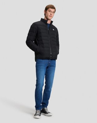 Regular Stand Collar Puffer Jacket in Black