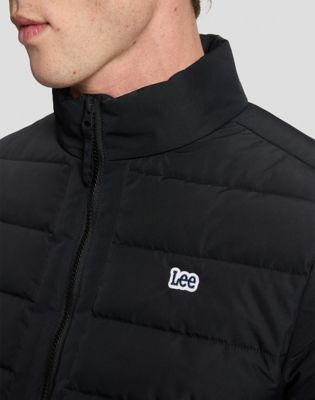 Regular Stand Collar Puffer Jacket in Black