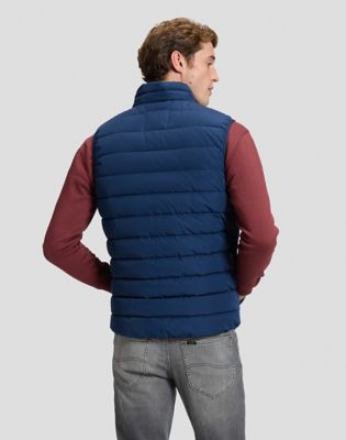 Regular Stand Collar Puffer Vest in Dress Blues