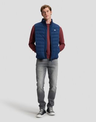 Regular Stand Collar Puffer Vest in Dress Blues