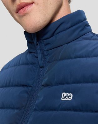 Regular Stand Collar Puffer Vest in Dress Blues