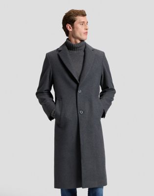 Relaxed Long Wool Car Coat in Heather Grey