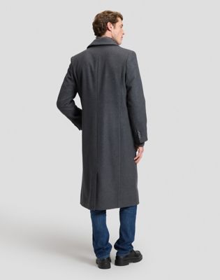 Relaxed Long Wool Car Coat in Heather Grey