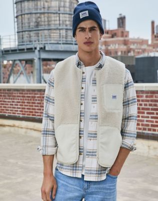 Workwear Relaxed Vest in Warm Ecru