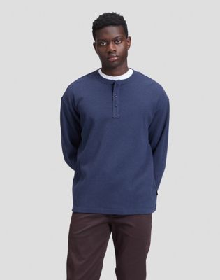 Slim Henley Tee in Indigo Heather