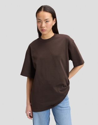 Workwear Relaxed Boxy Heavy Tee in Chocolate Torte
