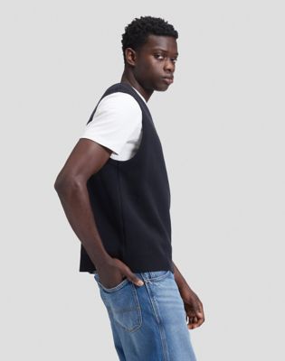 Workwear Relaxed Knit Vest in Black