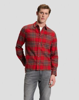 Regular Leesure Shirt in Red Tartan