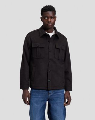 Relaxed Utility Wool Shirt in Chocolate Torte