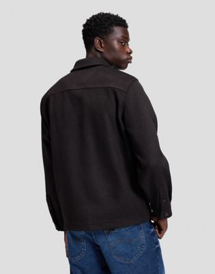 Relaxed Utility Wool Shirt in Chocolate Torte