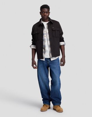 Relaxed Utility Wool Shirt in Chocolate Torte