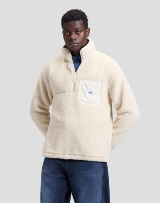 Workwear Relaxed Half Zip Sweater in Warm Ecru