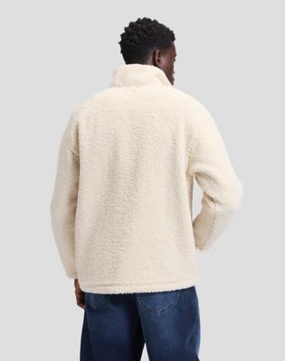 Workwear Relaxed Half Zip Sweater in Warm Ecru