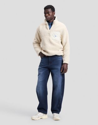 Workwear Relaxed Half Zip Sweater in Warm Ecru