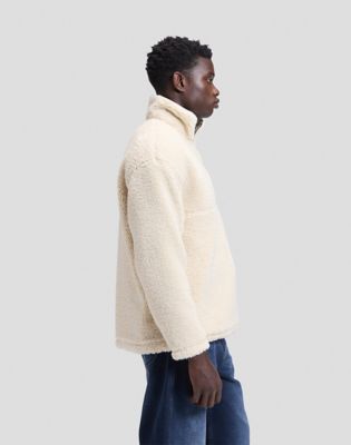 Workwear Relaxed Half Zip Sweater in Warm Ecru